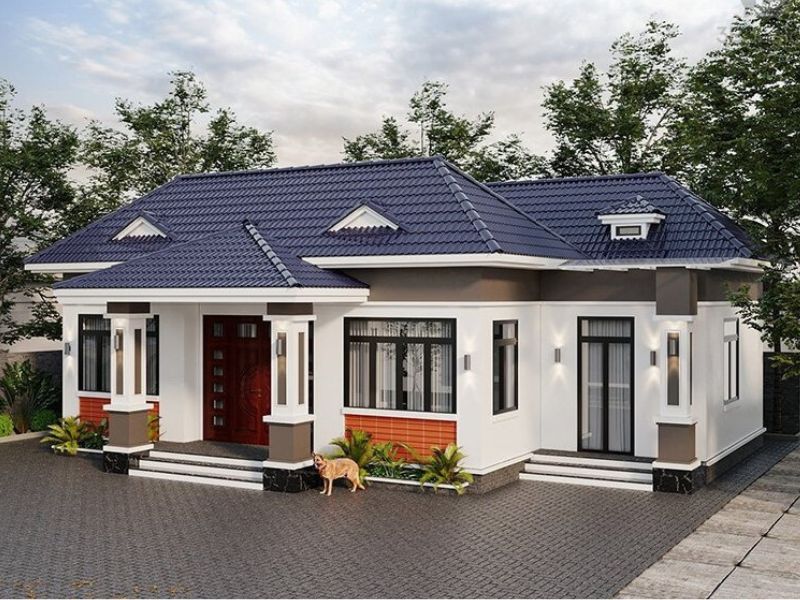 Thiết kế biệt thự 3 gian hiện đại, mái Nhật 1 tầng sang trọng