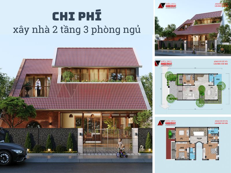Chia sẻ cách tính chi phí xây nhà 2 tầng 3 phòng ngủ chi tiết