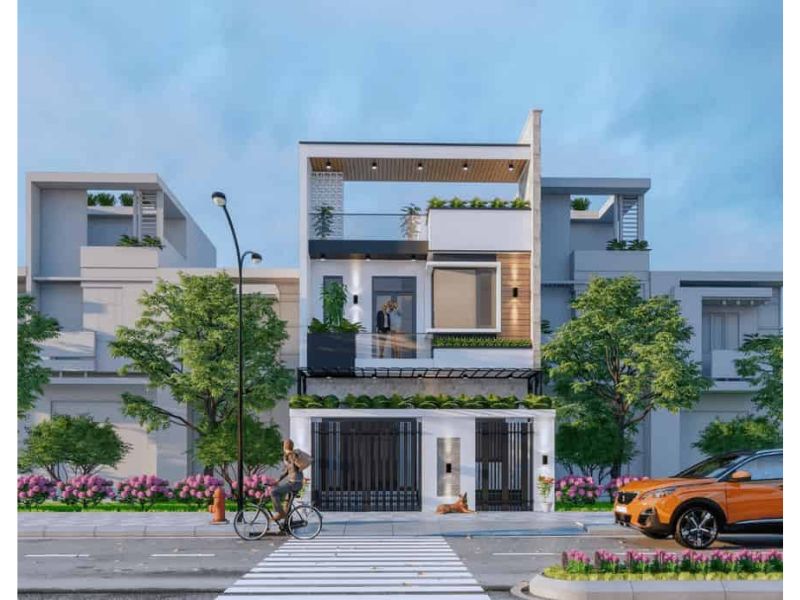 Thiết kế nhà 1 trệt 1 lầu 80m2 kết hợp linh hoạt các mảng xanh