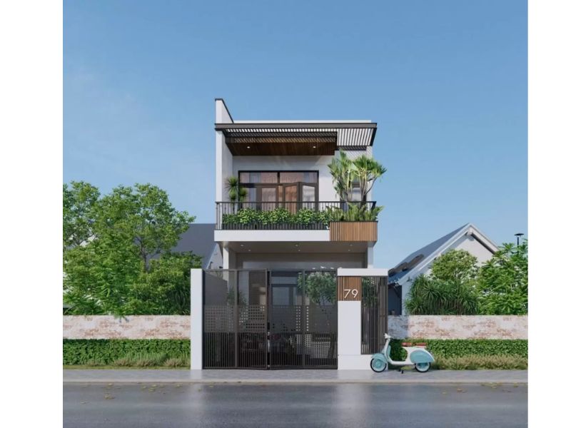 Xây nhà 1 trẹt 1 lầu có ban công rộng thoáng, đón gió, đón sáng dễ dàng