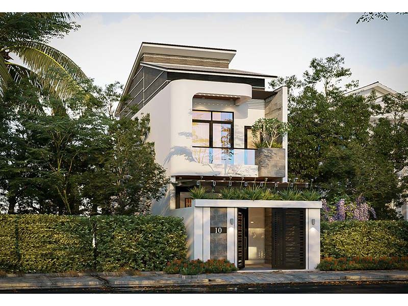 Xây nhà phố 1 trệt 1 lầu 80m2 với vẻ đẹp khỏe khoắn, hiện đại, hợp xu thế