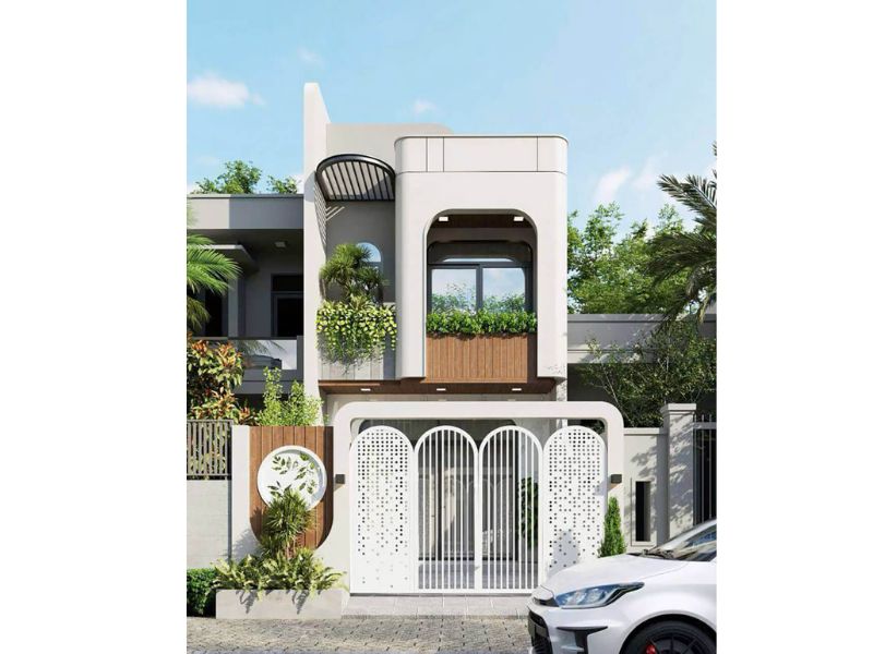Mẫu ngoại thất nhà 1 trệt 1 lầu 80m2 đẹp, chi phí đầu tư hợp lý cho gia đình trẻ