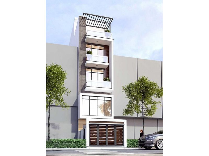 Mẫu nhà 5 tầng 40m2 kết hợp gara ô tô tiện lợi 