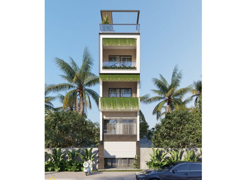 Xây nhà phố 5 tầng 1 tum hiện đại 40m2 chuẩn xu hướng mới 2026 
