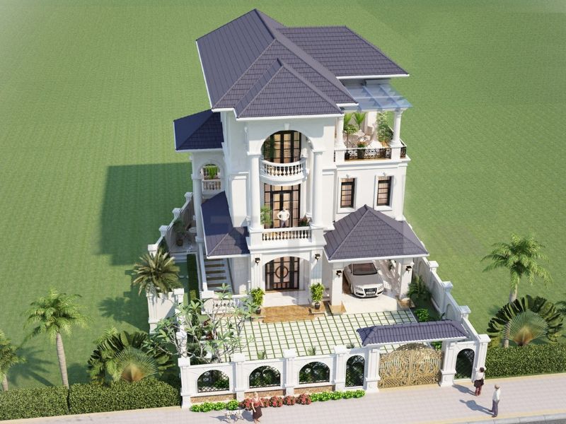 Biệt thự 3 tầng mặt tiền 8m phong cách Pháp