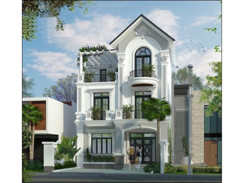 Kiến trúc biệt thự 3 tầng mái Thái