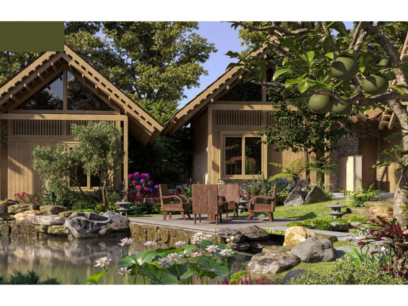 Homestay vườn có hồ cá cảnh trước nhà 