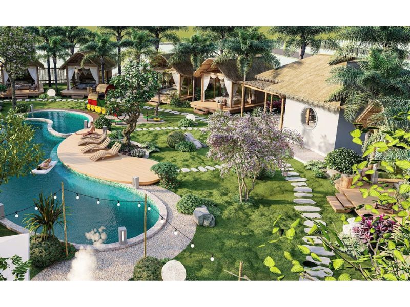 Cảnh quan thiên nhiên bố trí đẹp đẽ tạo nên sức hút cho homestay