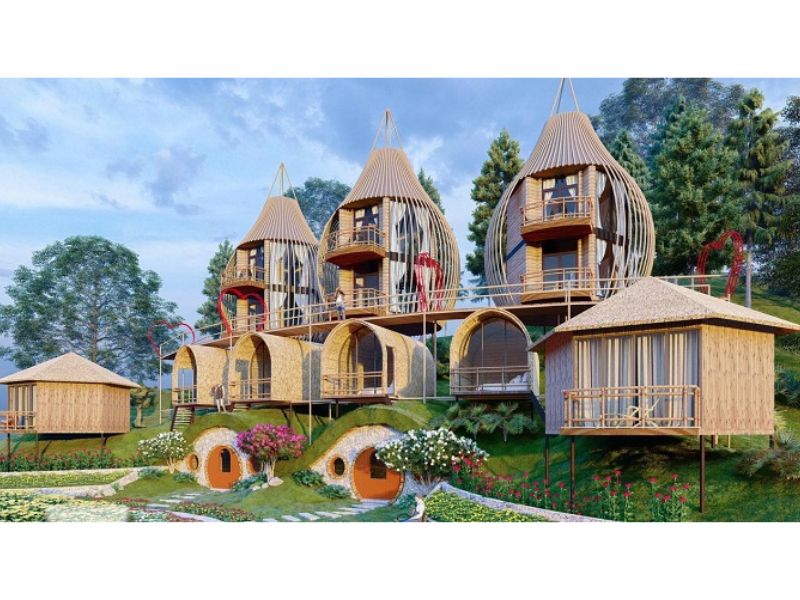 Homestay nhà vườn hình tổ chim ấn tượng 