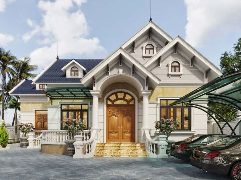 Biệt thự kiểu Âu mái Thái giật cấp ấn tượng 