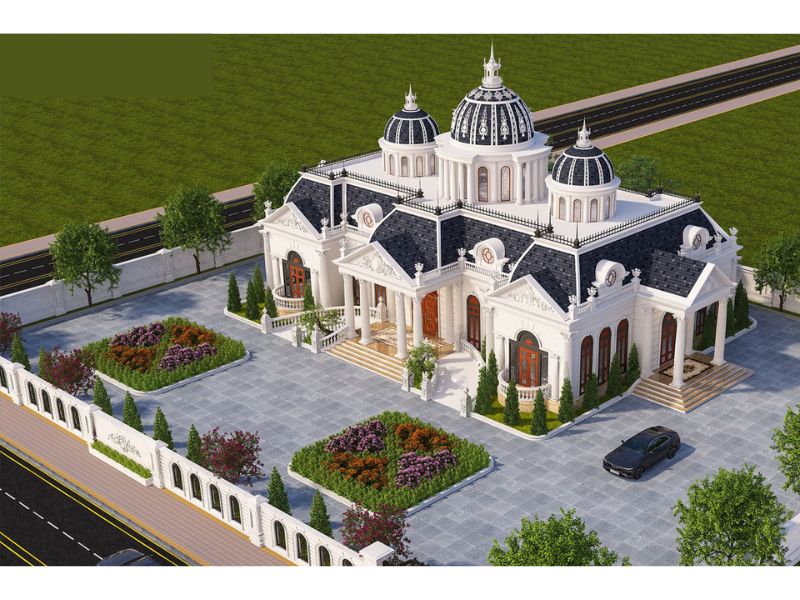 Mẫu biệt thự châu Âu cổ điển chạm trổ phào chỉ, hoa văn tinh tế 