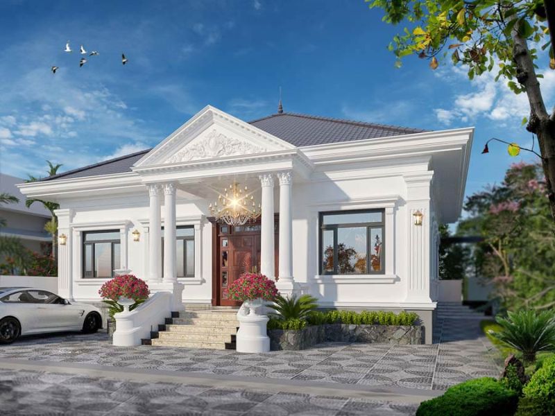 Biệt thự 1 tầng phong cách châu Âu hiện đại