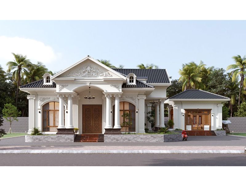 Nhà 1 tầng phong cách châu Âu thiết kế tối giản, tinh tế 