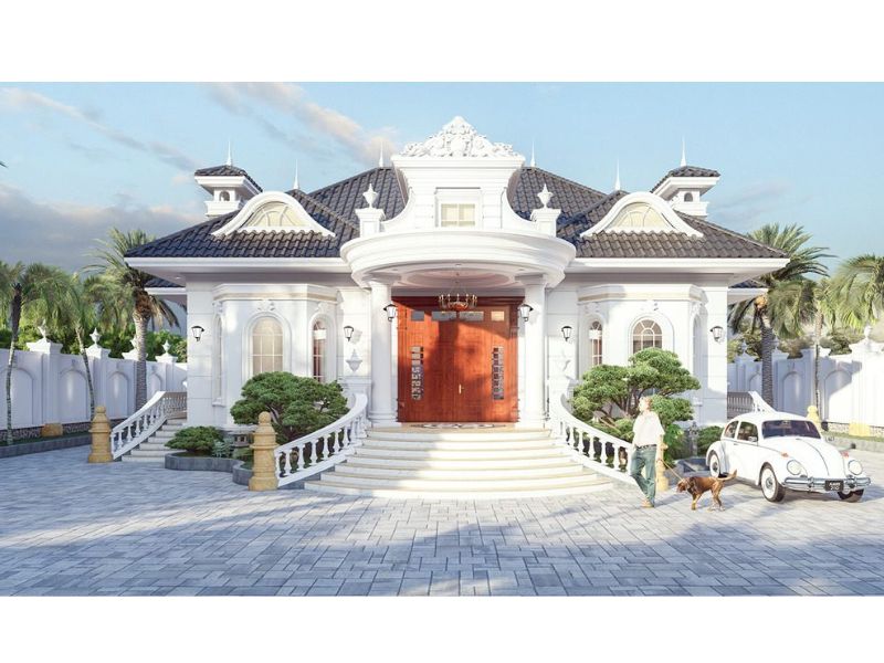 Biệt thự 1 tầng kiểu châu Âu hiện đại 