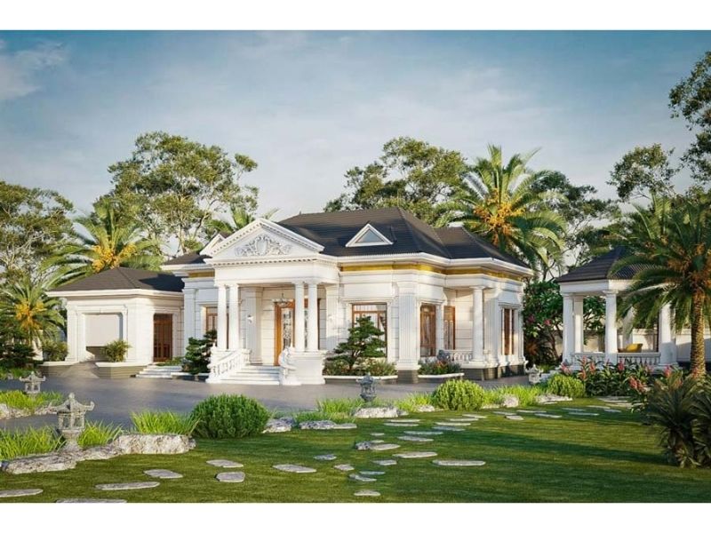 biệt thự 1 tầng kiểu Âu hài hòa từ kiến trúc đến thiên nhiên
