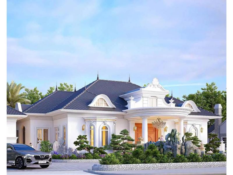 Đường nét trang trí của mẫu biệt thự phong cách châu Âu được chạm trổ tinh tế 