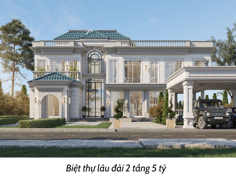 Phong cách biệt thự lâu đài 2 tầng kiểu Pháp