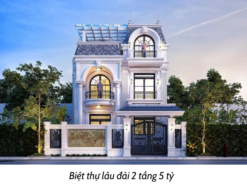 Biệt thự lâu đài 2 tầng 1 tum 5 tỷ