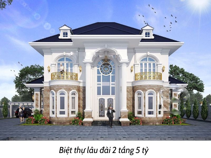 Biệt thự lâu đài 2 tầng 5 tỷ mái Nhật