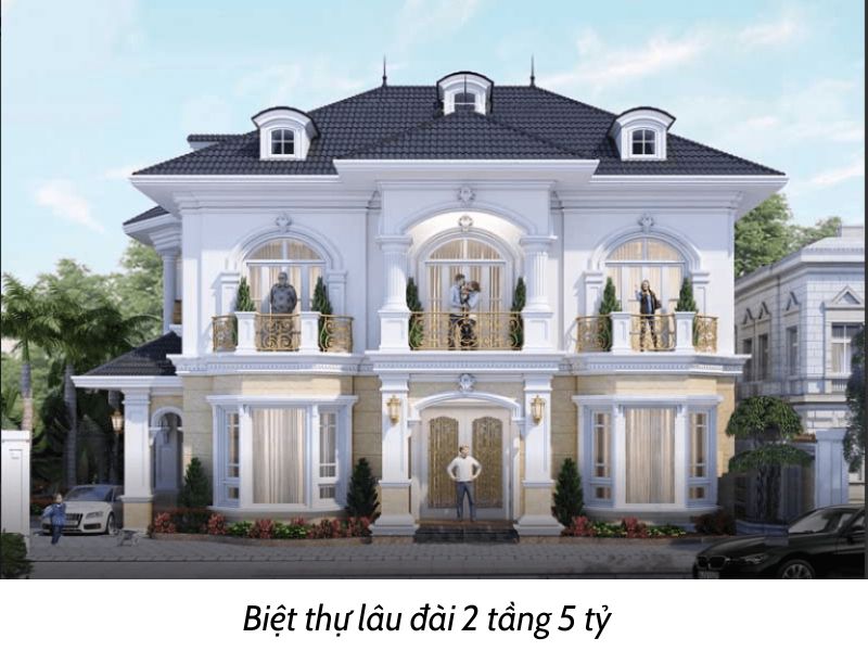 Kiến trúc biệt thự lâu đài 2 tầng 5 tỷ mái Nhật
