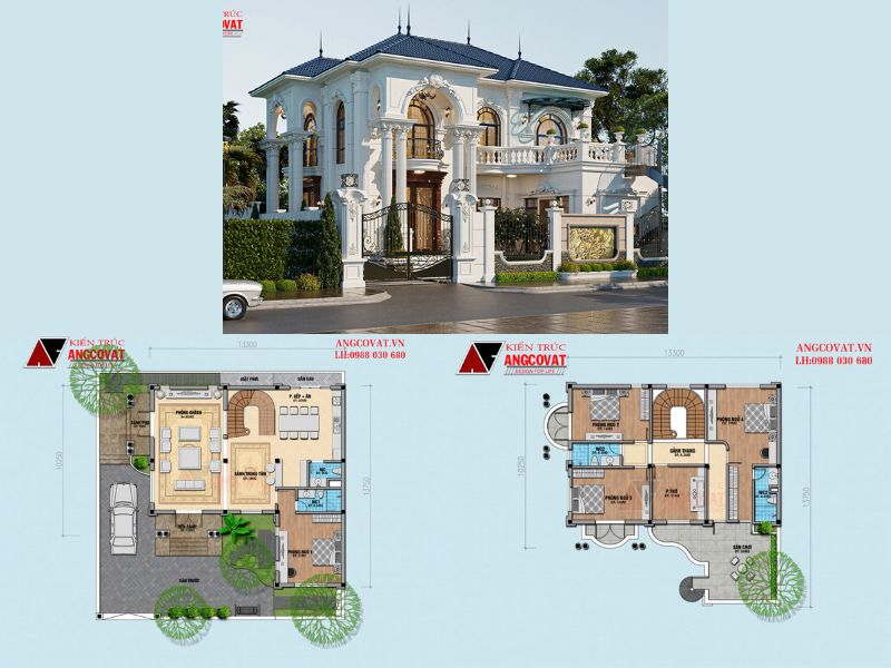 Biệt thự lâu đài 2 tầng 150m2 đẳng cấp