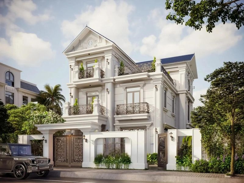 Nhà 3 tầng tân cổ điển hiện đại có sân vườn rộng