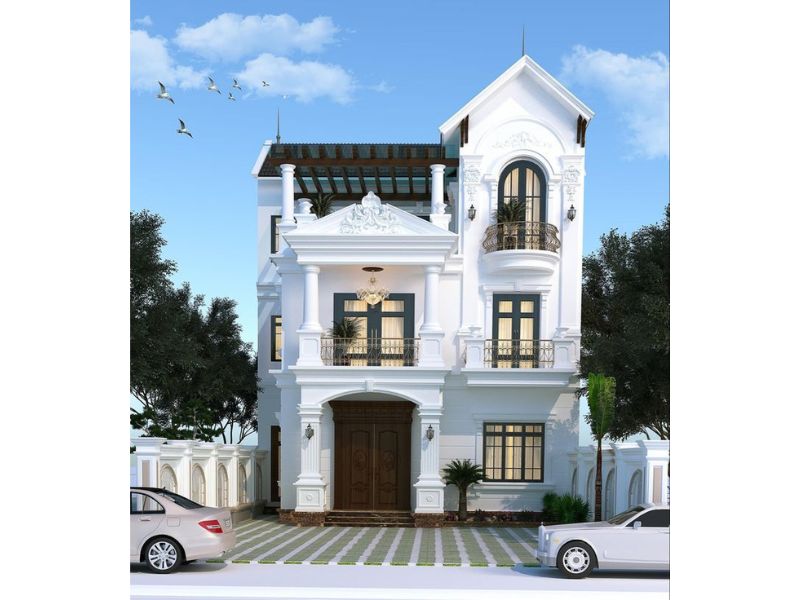 Kiến trúc nhà 3 tầng mái thái đẳng cấp và xa hoa