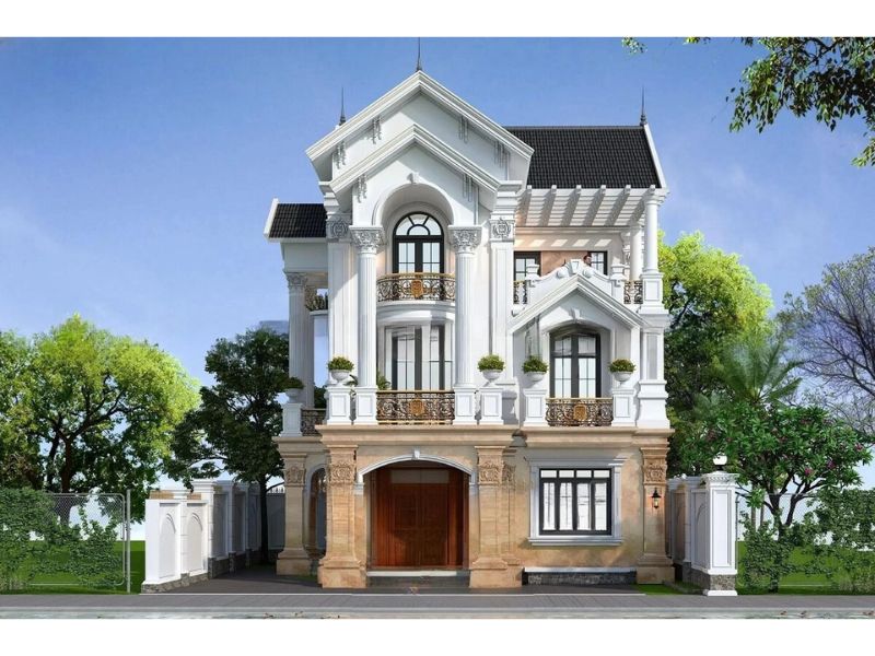 Kiến trúc nhà mái thái 3 tầng tân cổ