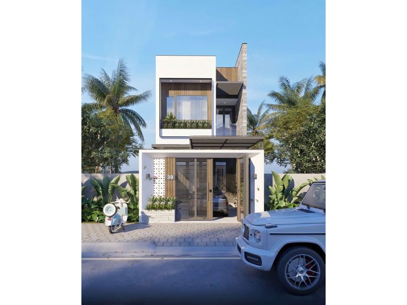 Thiết kế nhà 5x16 2 tầng 3 phòng ngủ 1 phòng thờ có gara hiện đại 