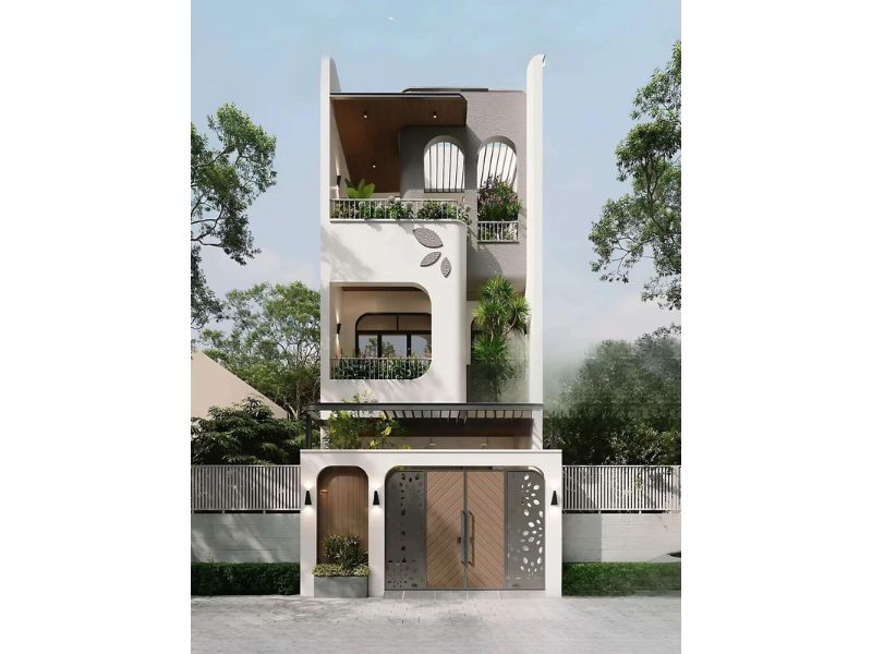 Ngoại thất nhà 5x16 sử dụng vật liệu hiện đại, bền vững theo thời gian 