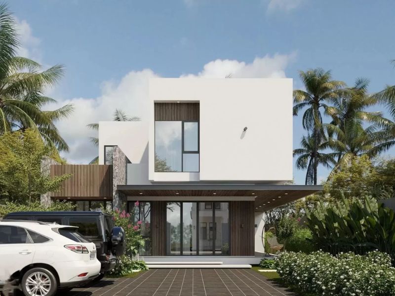 Kiến trúc nhà 2 tầng hiện đại mái bằng