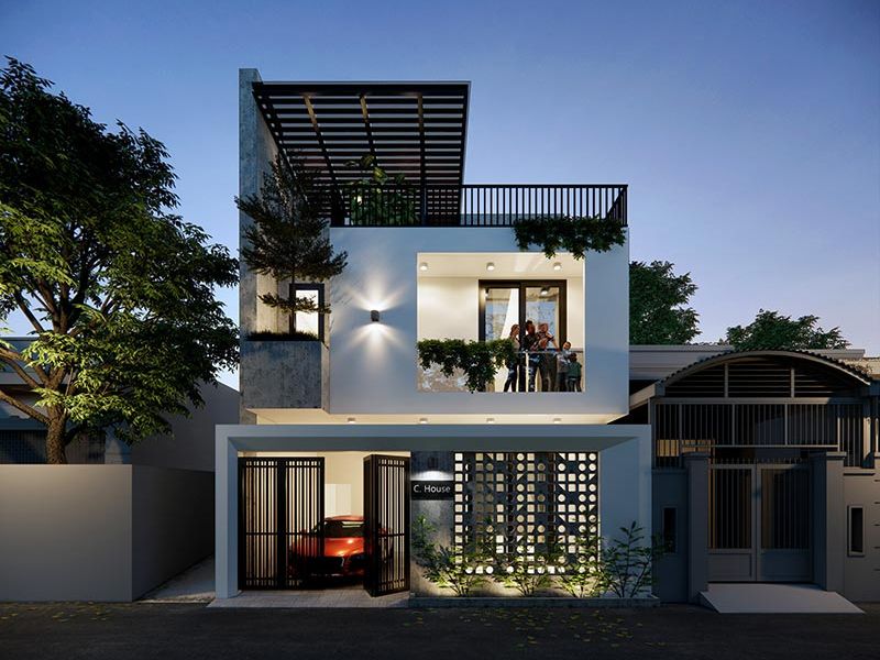 Kiến trúc nhà 2 tầng hiện đại đẹp
