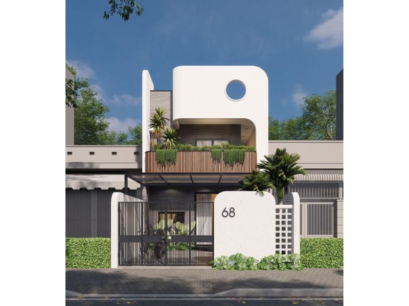 Xây nhà phố 2 tầng mái bằng hài hòa giữa kiến trúc và thiên nhiên tạo không gian sống thư giãn lý tưởng