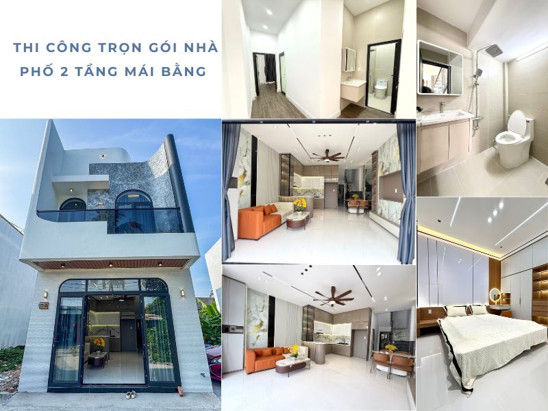 Đánh giá xu hướng xây nhà phố 2 tầng mái bằng trọn gói