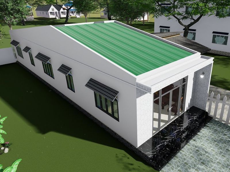 Nhà 1 tầng mái tôn mặt tiền dài 8m
