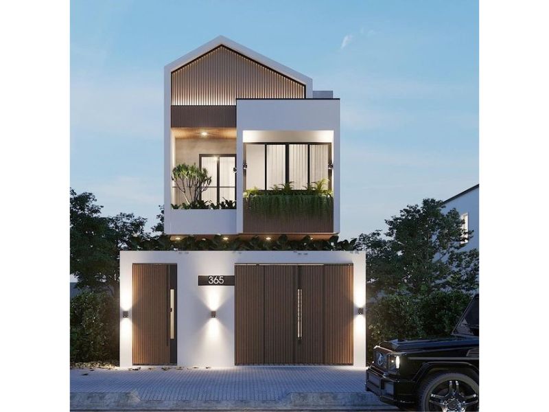 Nhà 2 tầng mặt tiền 8m sâu 15m có kiểu dáng mái độc lạ
