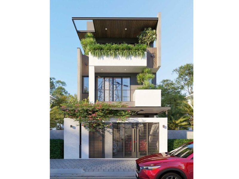 Kiến trúc nhà 2 tầng hiện đại 8x15m