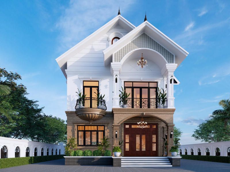 Kiến trúc tân cổ điển trong mẫu nhà 2 tầng 8x15m