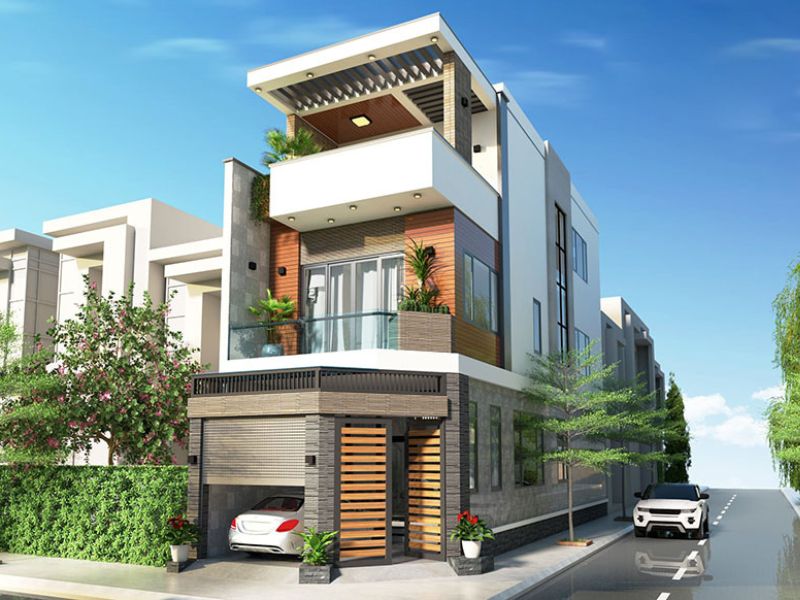 Nhà 3 tầng 2 mặt tiền có gara mặt tiền 8m