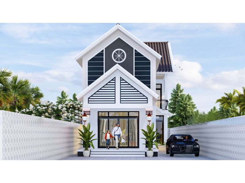 Nhà 1 tầng có gara sử dụng hệ mái thái