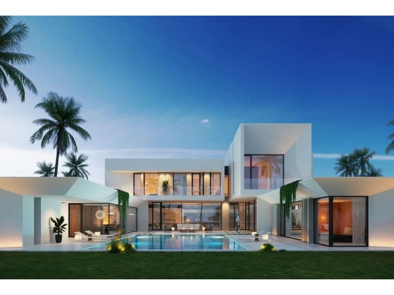 Hình khối vuông vức đơn giản, hiện đại trong ngôi nhà chữ U