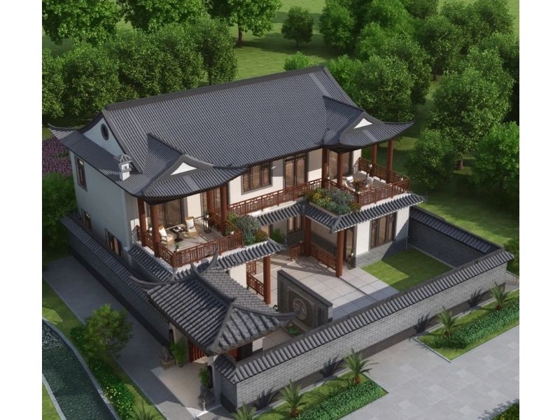 Mẫu nhà chữ U Trung Quốc truyền thống 