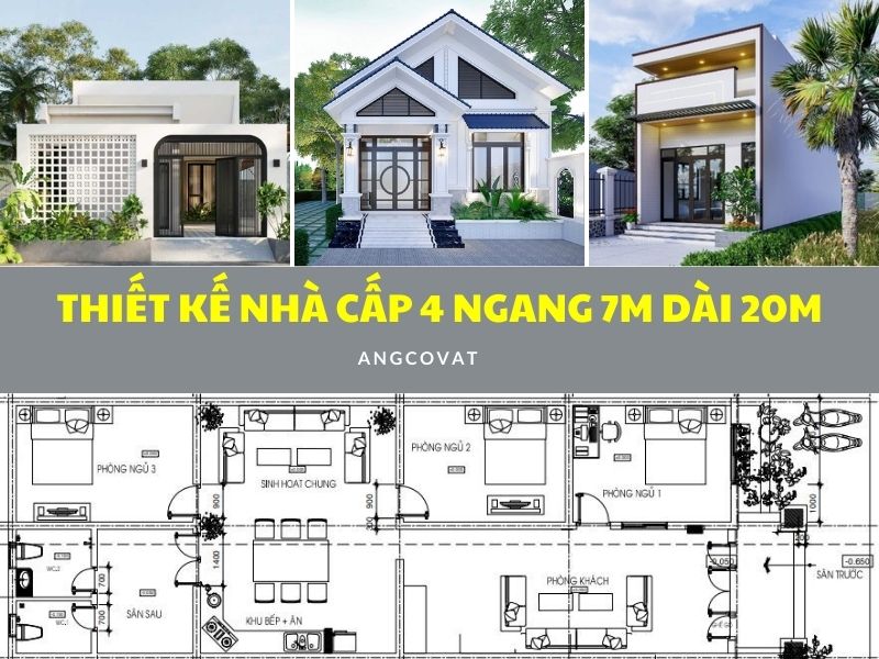 Các mẫu thiết kế nhà cấp 4 ngang 7m dài 20m đẹp đáng để tham khảo 