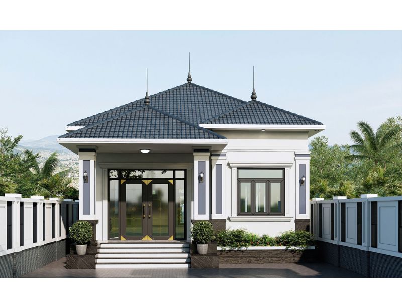 Đường nét kiến trúc tinh tế, tỉ mỉ thể hiện trong thiết kế nhà cấp 4 ngang 7x20m 