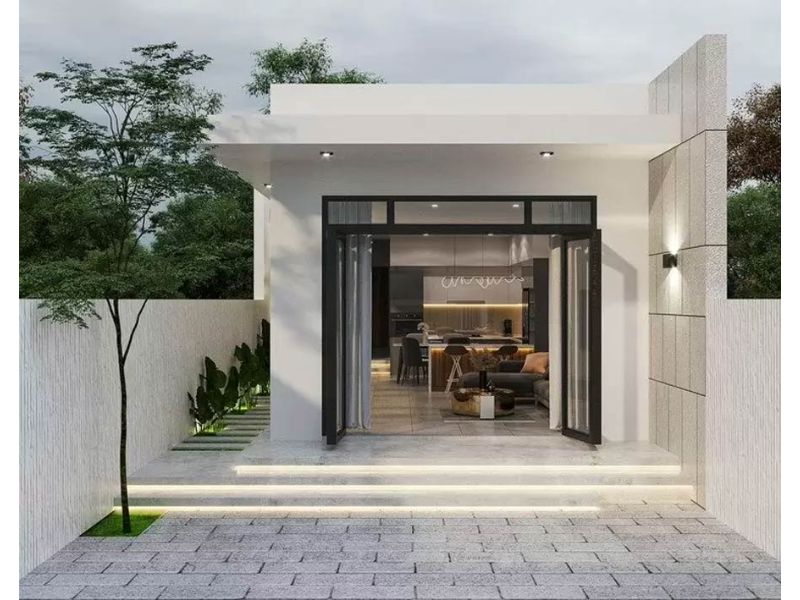 Gam màu trung tính trẻ trung trong thiết kế nhà cấp 4 ngang 7m dài 20m hiện đại 
