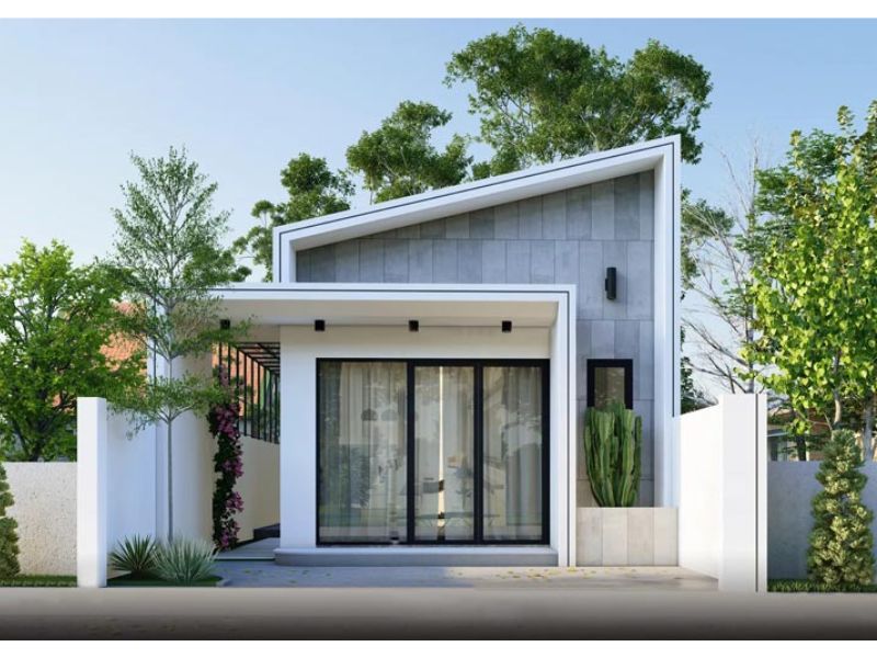 Xây nhà cấp 4 mái lệch hiện đại 