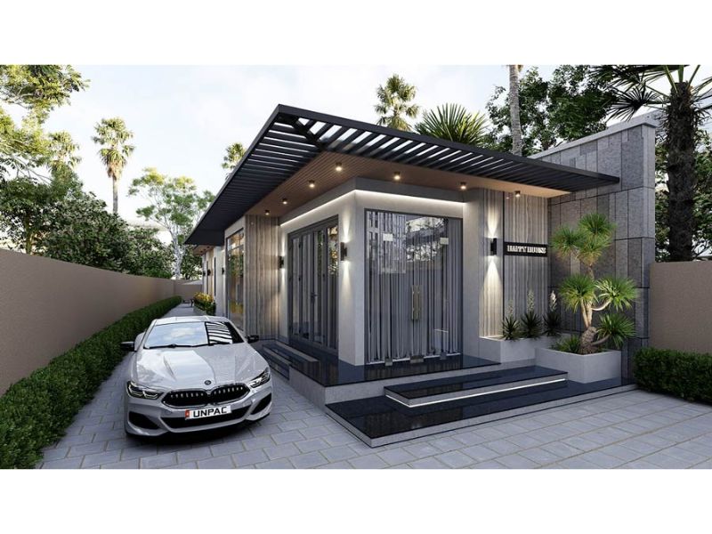 Thiết kế nhà cấp 4 ngang 7m dài 20m phòng ngủ mặt tiền kính