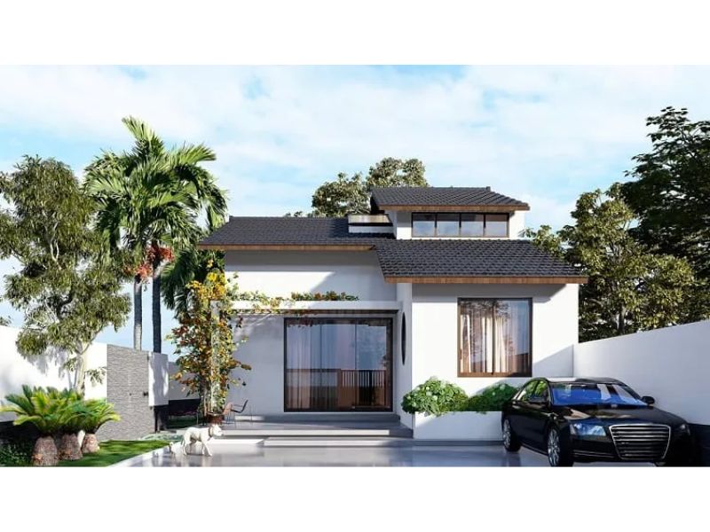Mẫu nhà vườn cấp 4 ngang 7m dài 20m 3 phòng ngủ mái ngói 