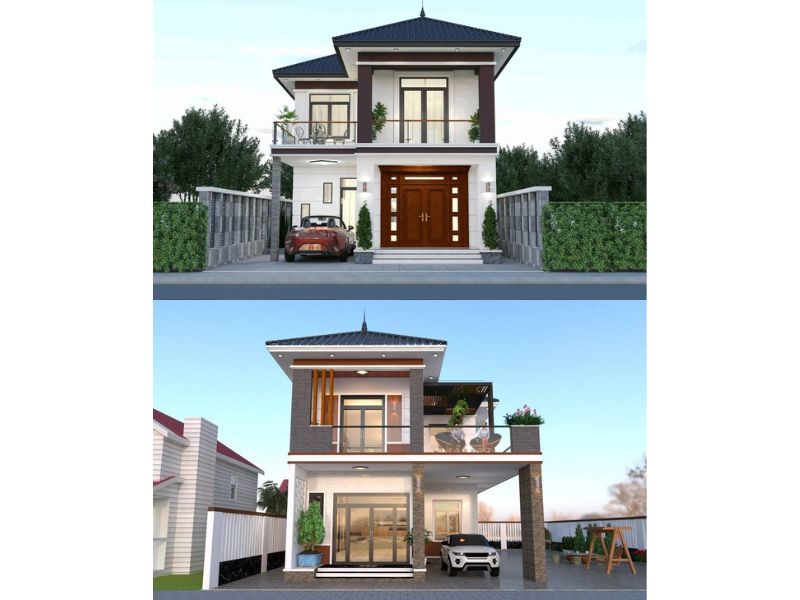 Nhà chữ L 2 tầng 5 phòng ngủ có sân vườn rộng 50m2