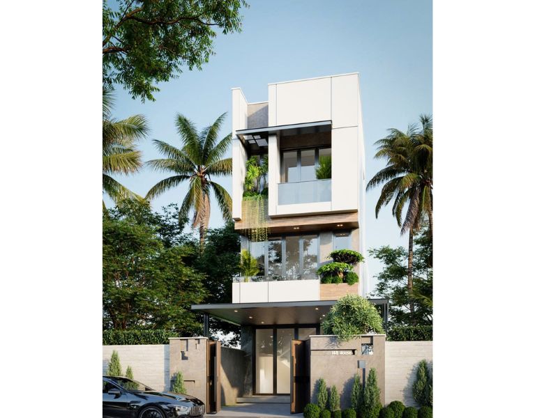 Kiến trúc hình khối vuông vức linh hoạt tạo cái nhìn ấn tượng cho mẫu nhà 3 tầng 7x12m 